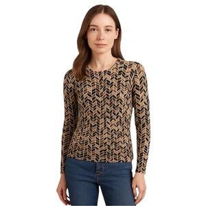 Ann Taylor LOFT Petites Cardigan Chevron Print Button-Up Sweater Size XSP